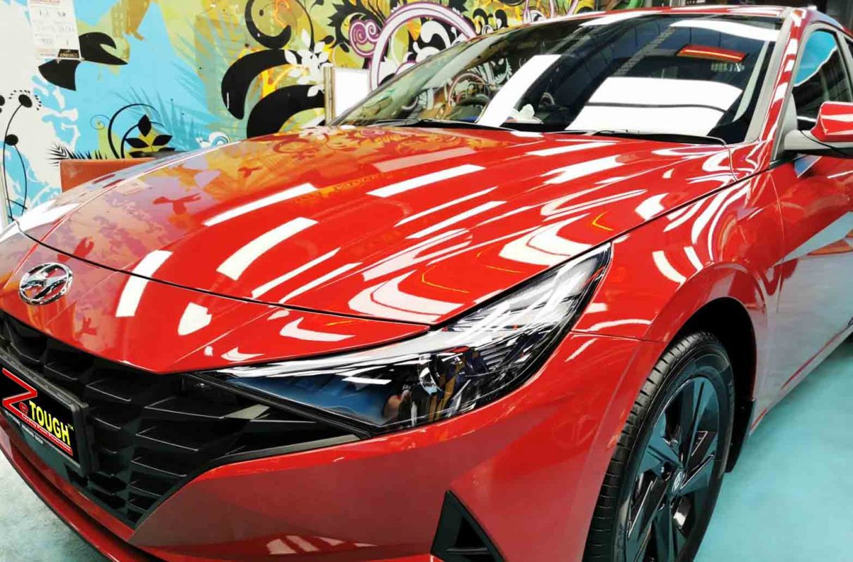 The Hyundai CN7 from a side angle after the ceramic coating.