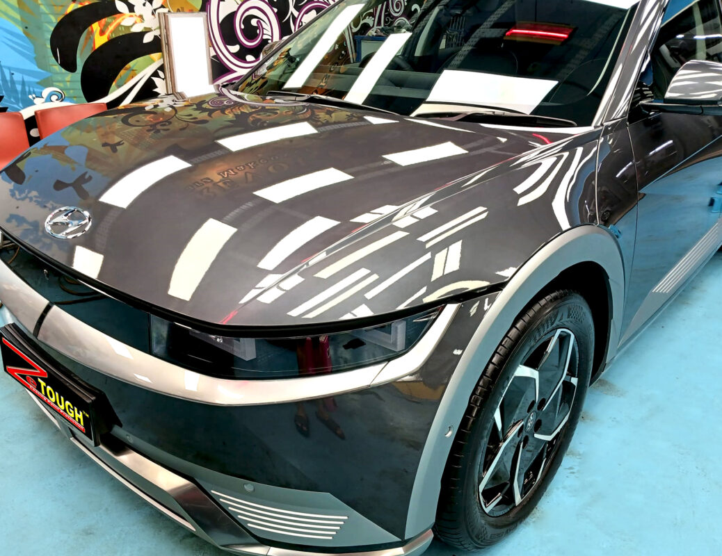 The Hyundai Ioniq 5 from a side angle after the titanium coating.