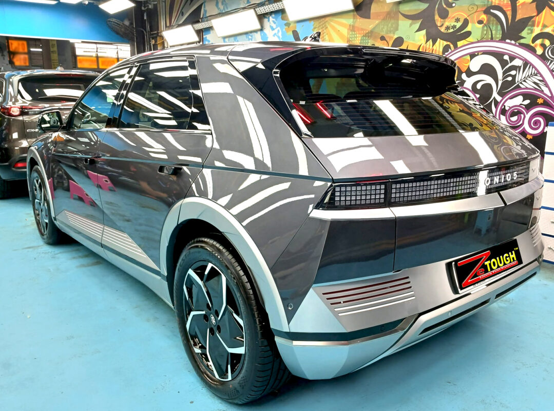 Rear quarter of the Hyundai Ioniq 5, glossy and protected.