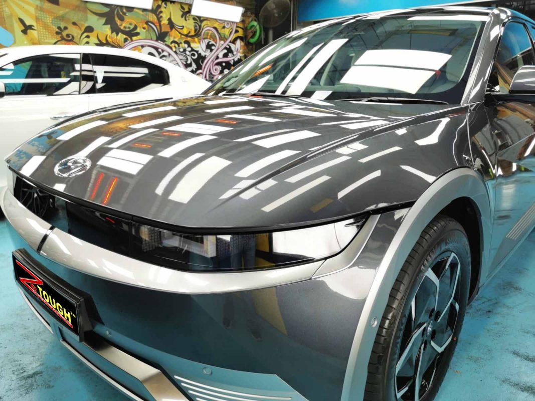 The Hyundai Ioniq5 from a side angle after the titanium coating.