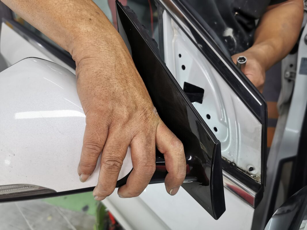 Trim and panels removed from the Sonata, ready for bodywork.