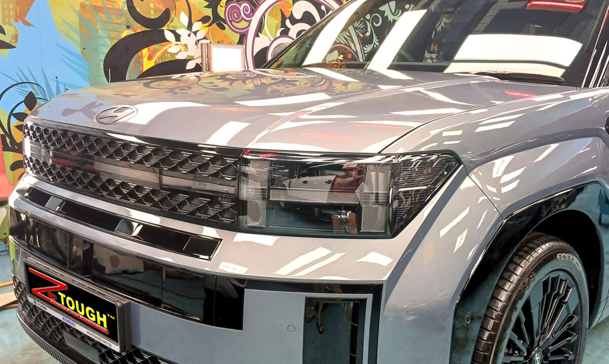 The Hyundai Santa Fe from a side angle after the titanium coating.