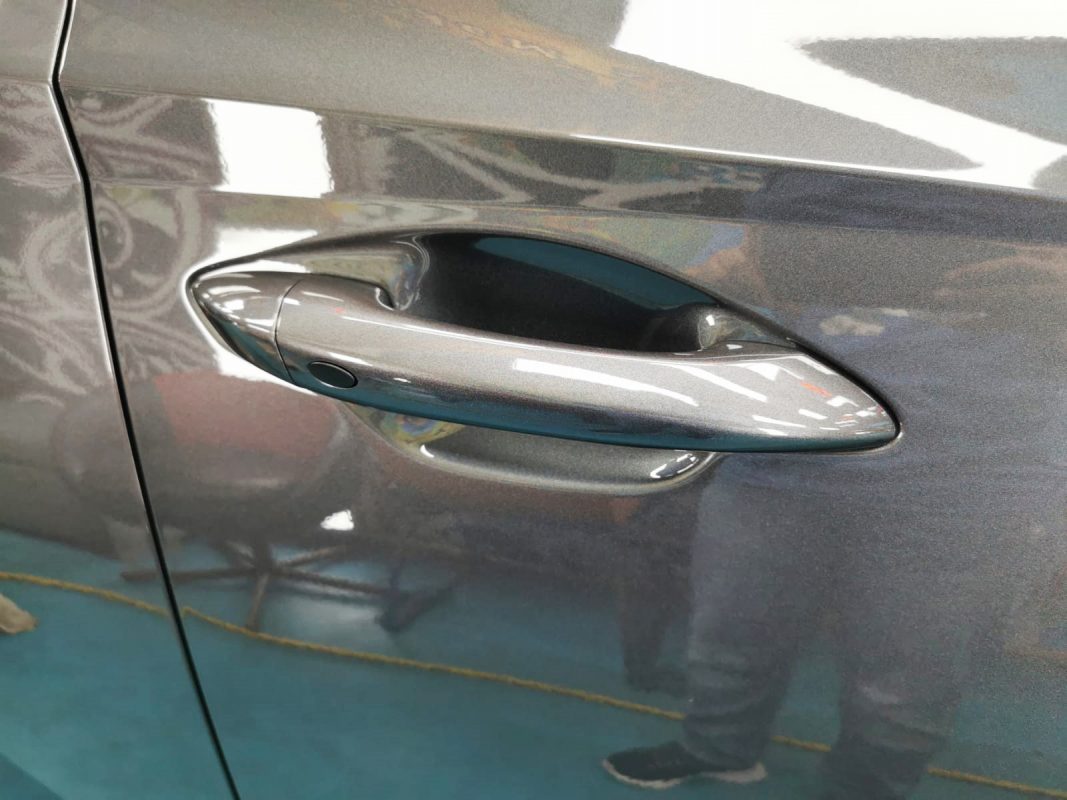 Front three-quarter view of the Hyundai NX4 Tucson after coating.