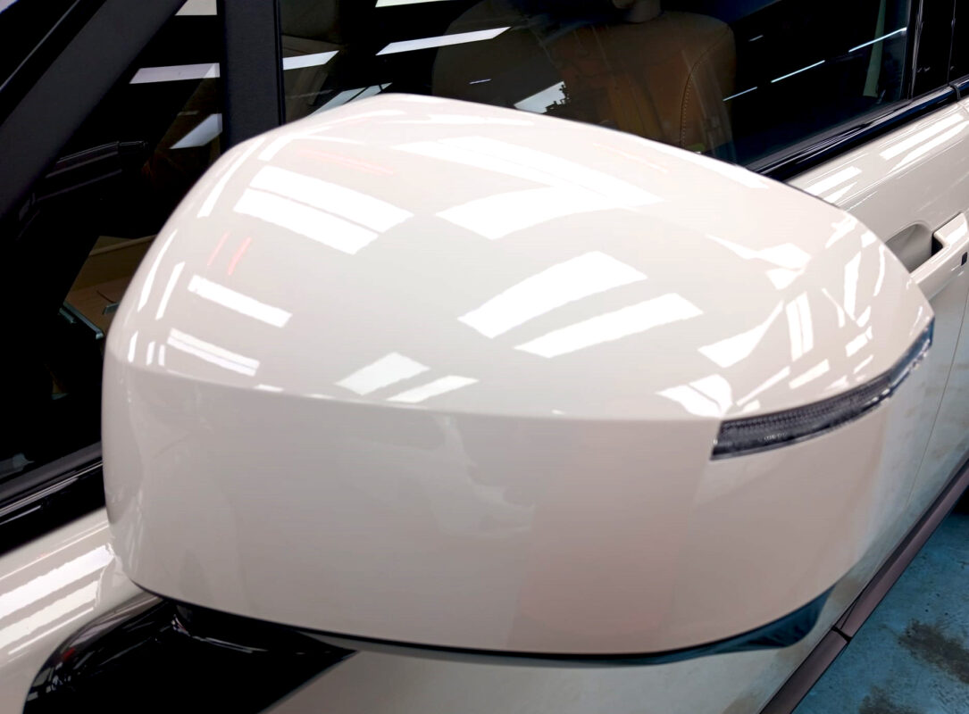 Side panel of the Hyundai Santa Fe with the titanium finish locked in.