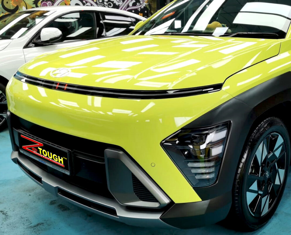 The Hyundai SX2 Kona from a side angle after the titanium coating.