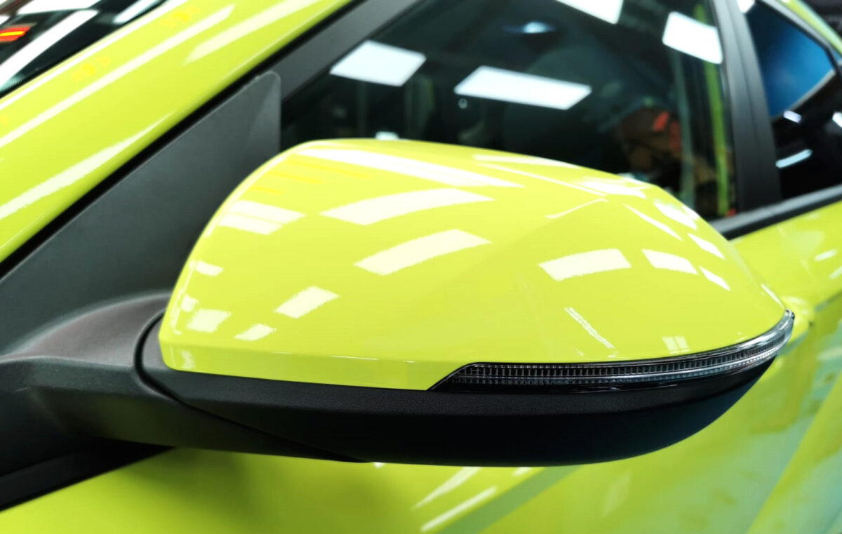 Side panel of the Hyundai SX2 Kona with the titanium finish locked in.