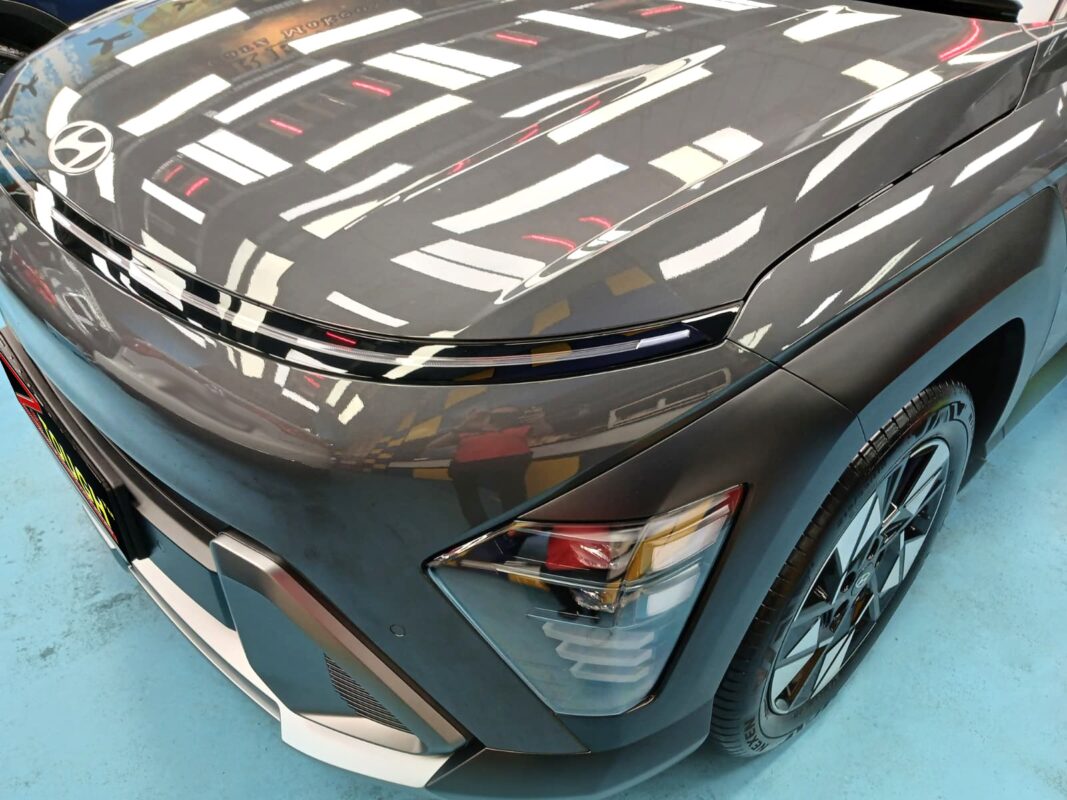 The Hyundai SX2 Kona from a side angle after the titanium coating.