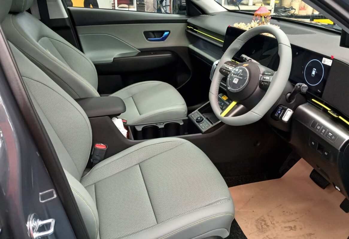 The Hyundai SX2 Kona parked in the workshop, freshly coated.
