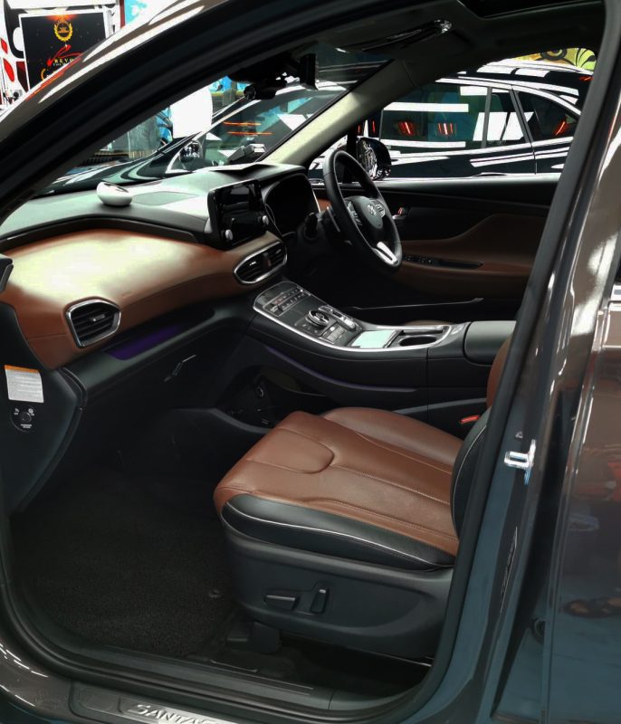 The Hyundai TM Santa Fe parked in the workshop, freshly coated.