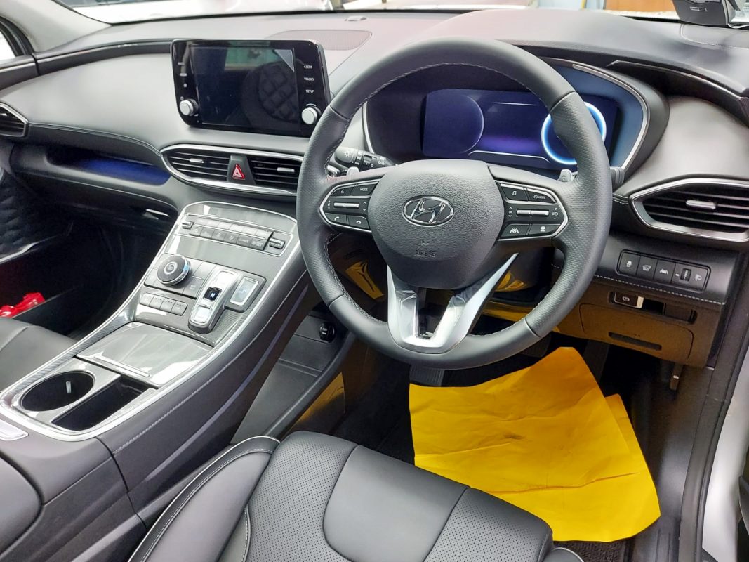 The Hyundai TM Santa Fe parked in the workshop, freshly coated.