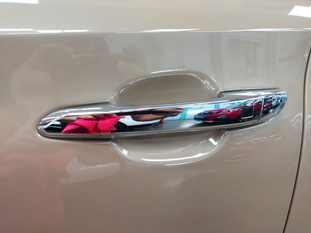 Front three-quarter view of the Tucson after coating.