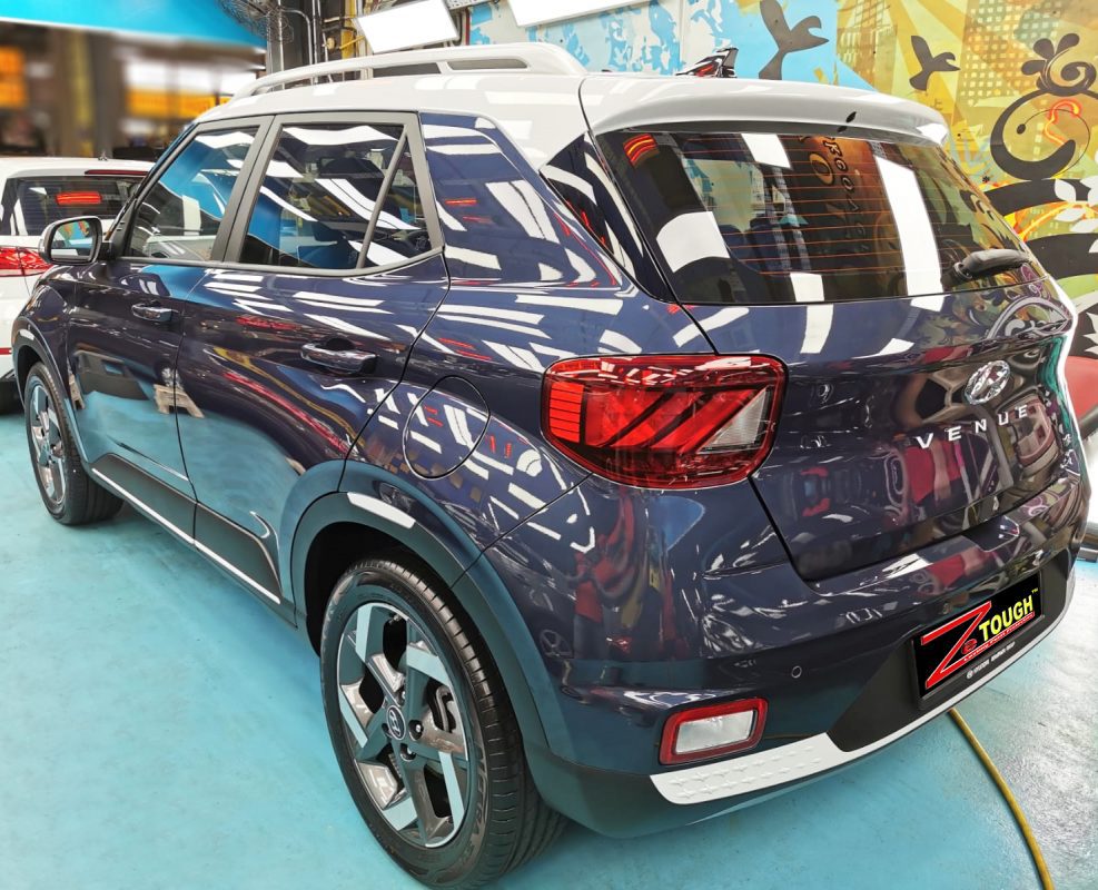 Front three-quarter view of the Hyundai Venue after coating.