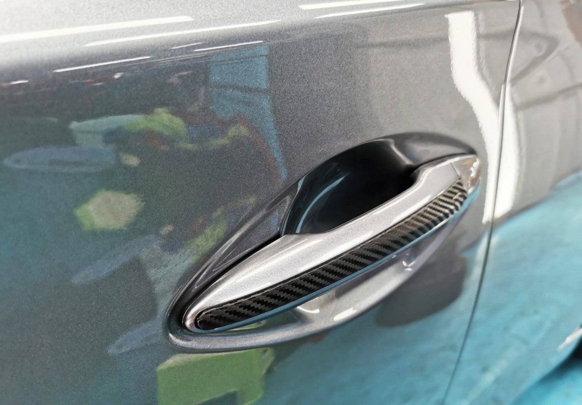 Front three-quarter view of the Infiniti Q50 after coating.