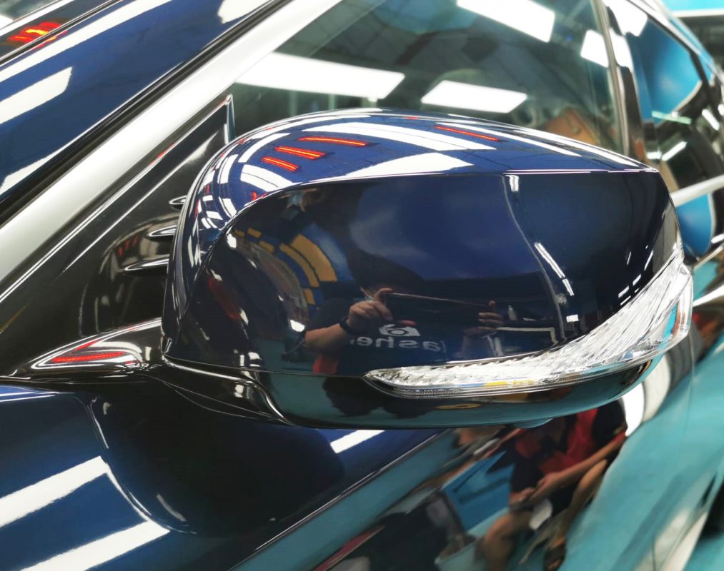 Front three-quarter view of the Infiniti QX50 after coating.