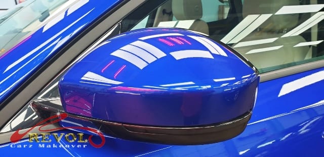 Front three-quarter view of the Jaguar E-Pace after coating.