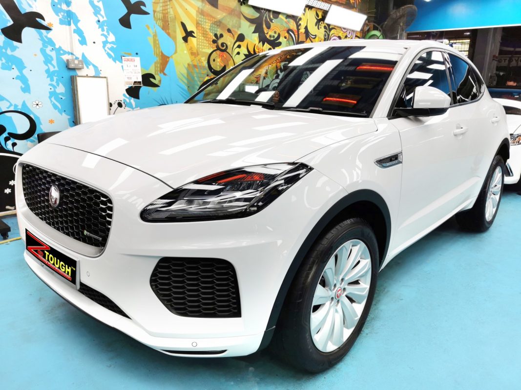 White Jaguar E-Pace, sealed with ZeTough Ceramic at Revol Carz.