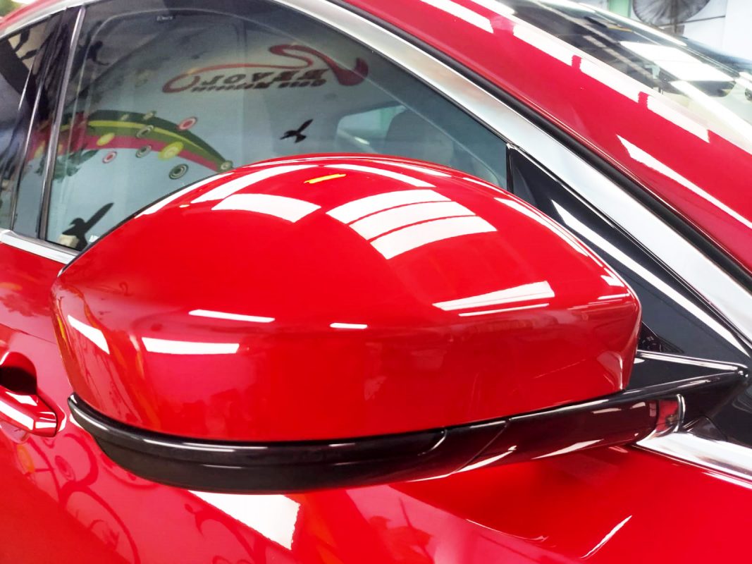 Front three-quarter view of the Jaguar E-Pace after coating.