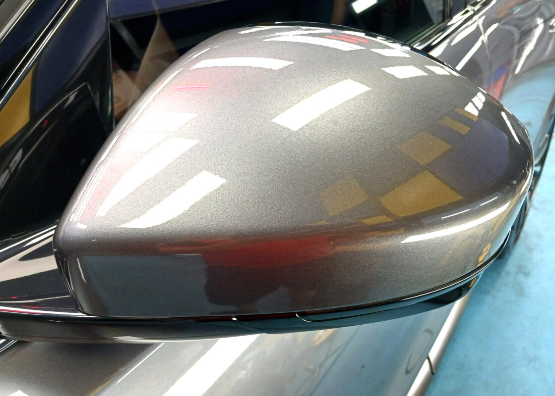 Side panel of the Jaguar F-Pace with the ceramic finish locked in.