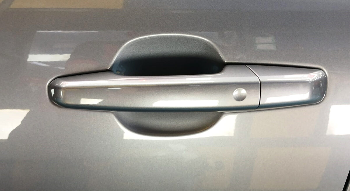 Front three-quarter view of the Jaguar F-Pace after coating.