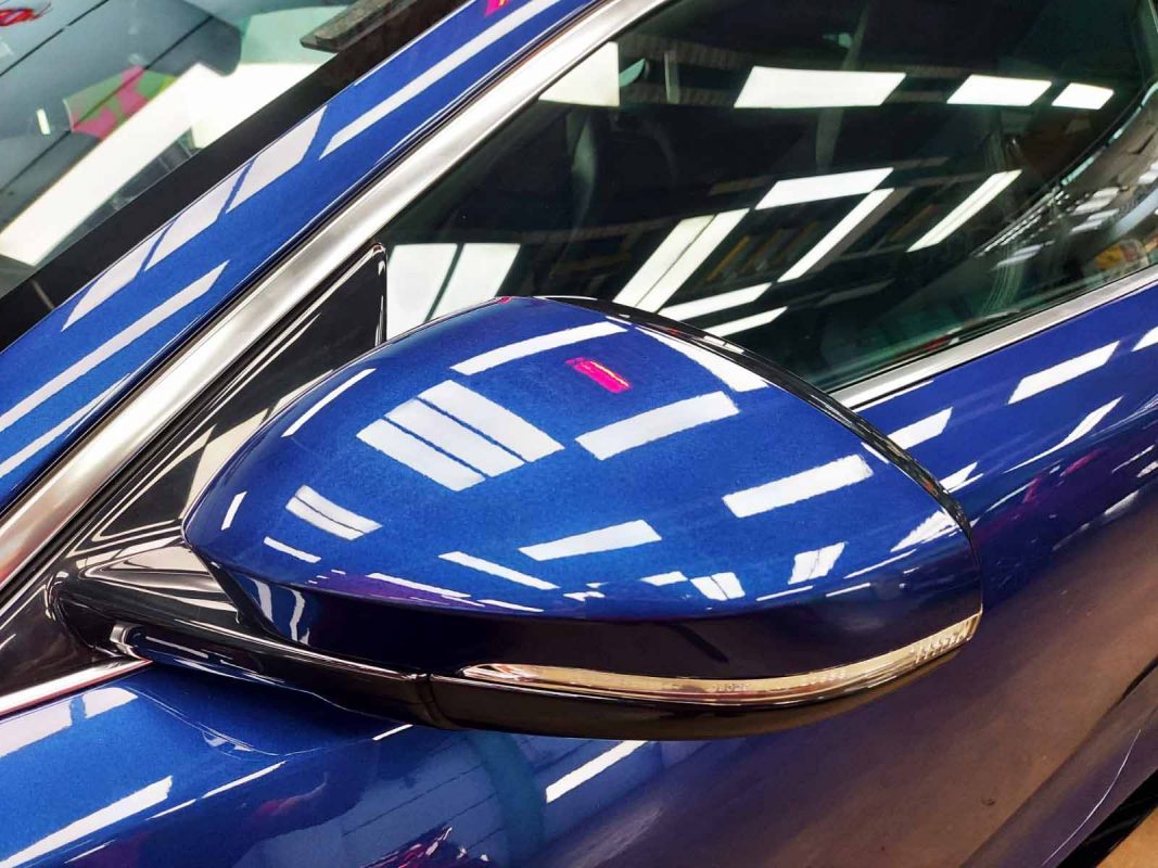 Side panel of the Jaguar F-Type with the ceramic finish locked in.