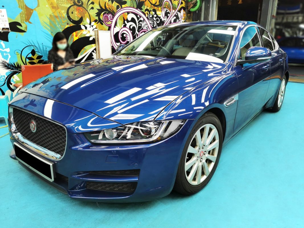 The Jaguar XE as it arrived at Revol Carz before the respray.