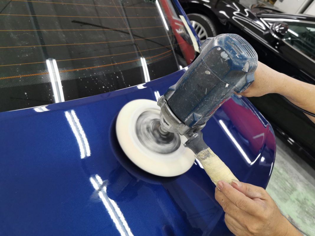 The XE after spraying, being wet-sanded again for an even surface.