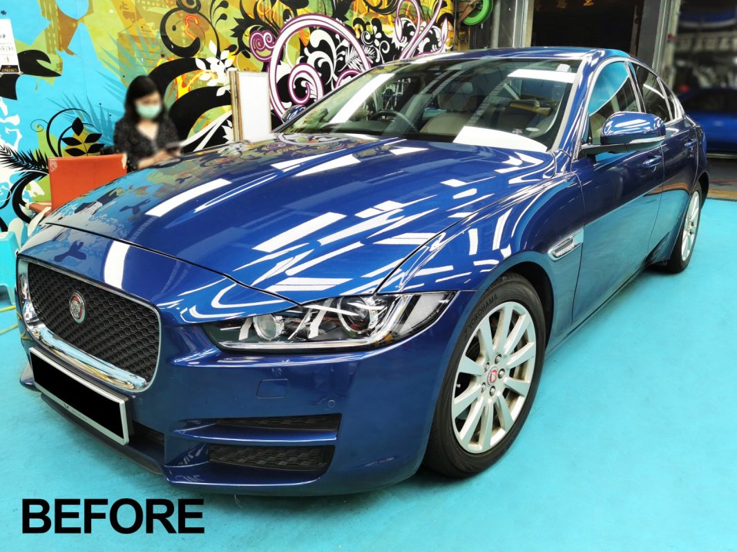The Jaguar XE after the full respray.