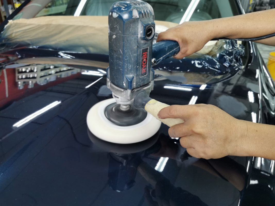 Polishing the new paint on the XF to bring up the shine.
