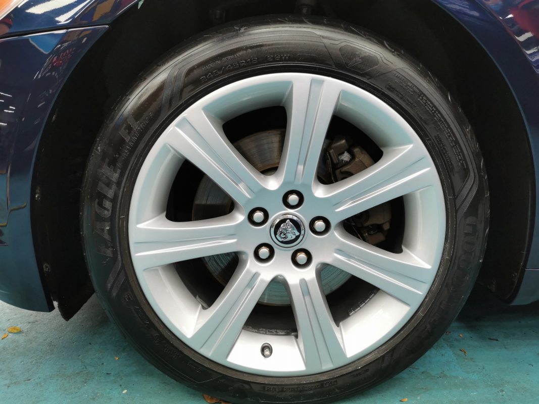 The Jaguar XF ready for collection after the respray.