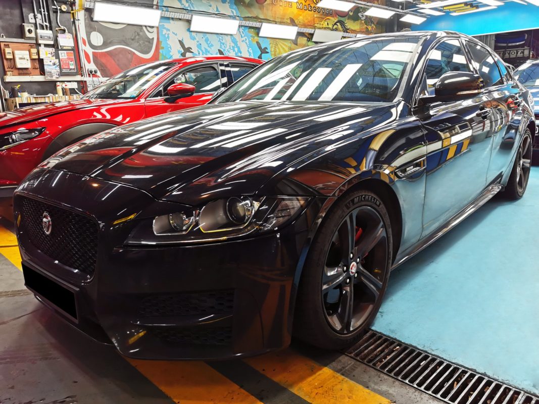 The Jaguar XF as it arrived at Revol Carz before the respray.