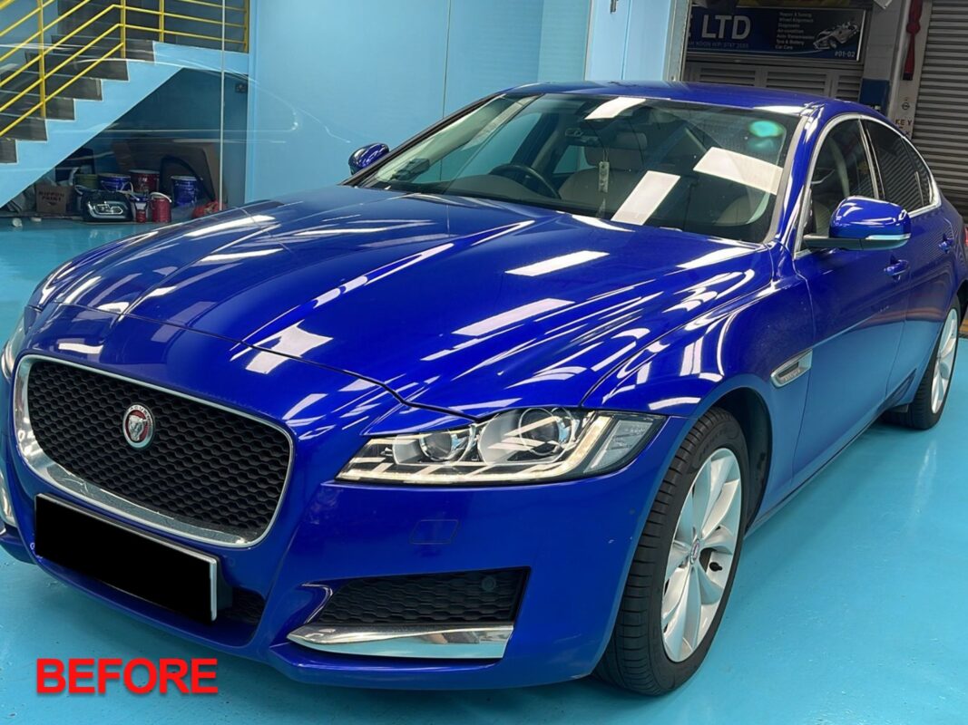 Jaguar XF, glossy after its full body respray.