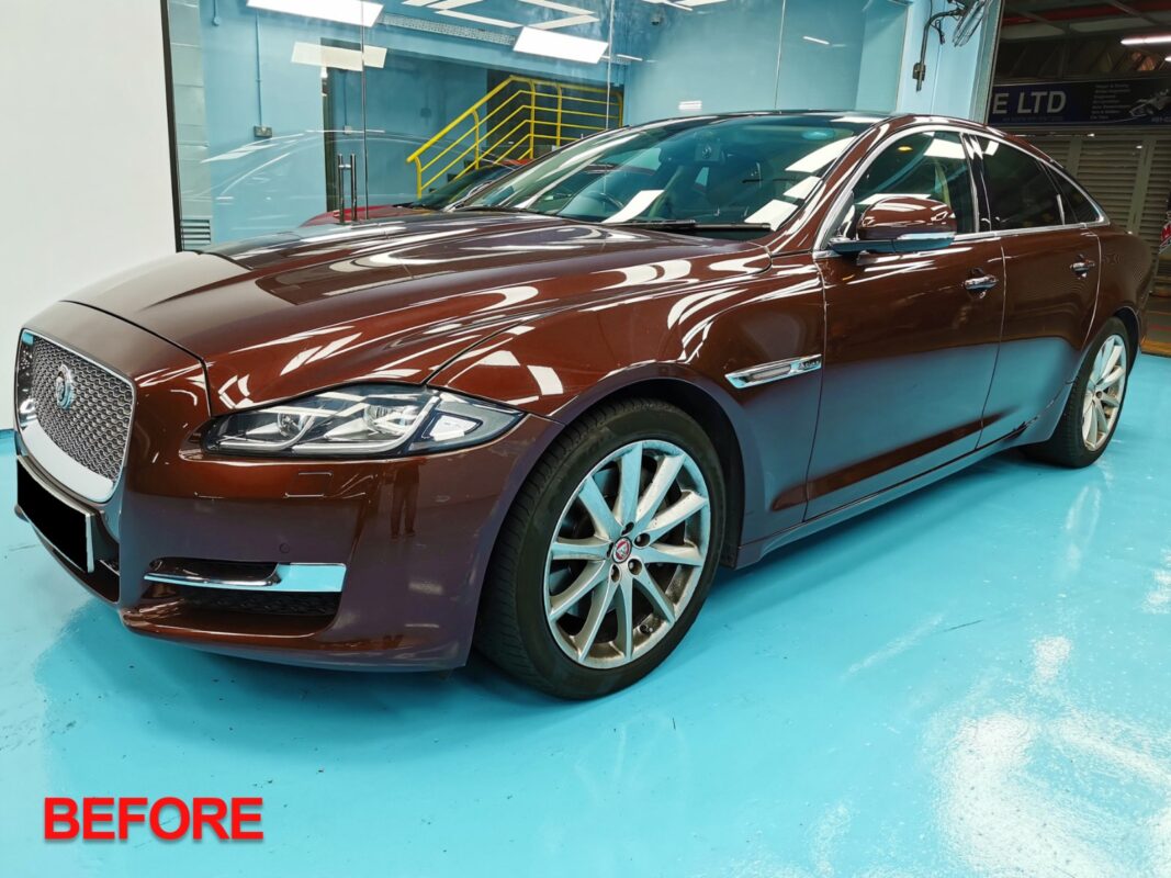 Before: the Jaguar XJ's front end ahead of the respray.