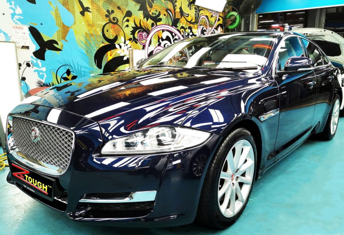 Blue Jaguar XJ, sealed with ZeTough Titanium at Revol Carz.