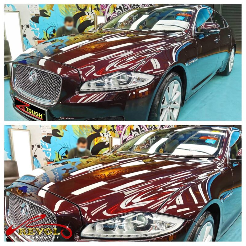 Side view of the Jaguar XJL after the ceramic coating.