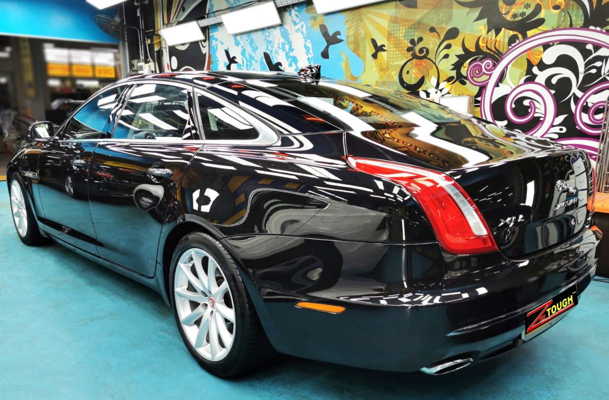 Close detail of the coated paintwork on the Jaguar XJL.