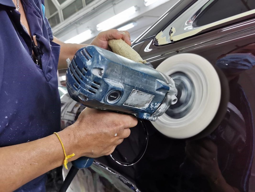 Detail of the XJL's paintwork mid-process.