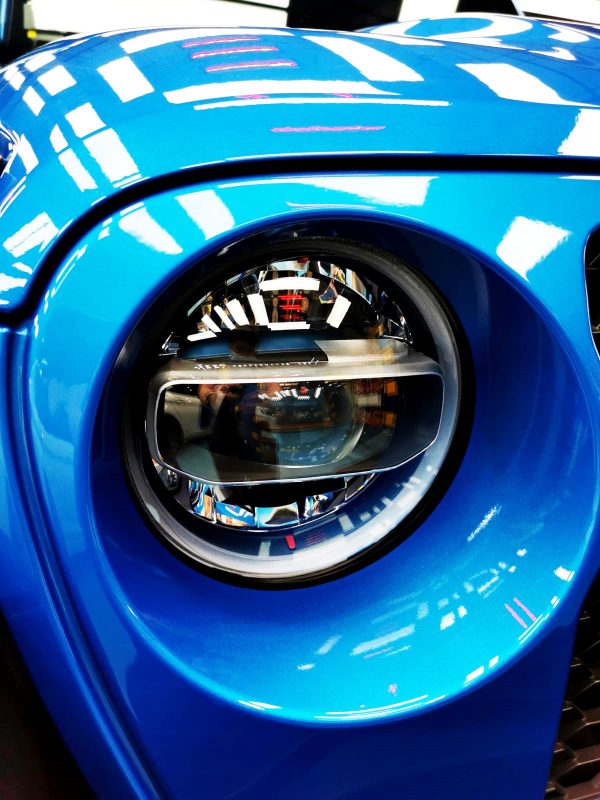 The Wrangler's coated paintwork showing clean reflections.