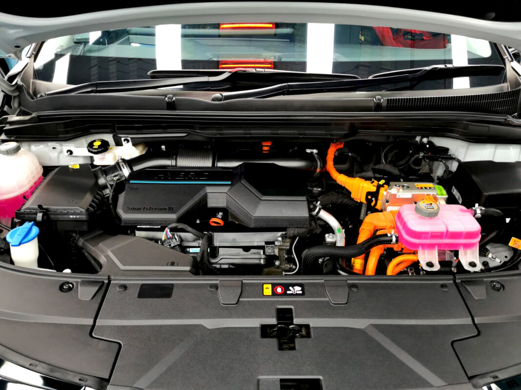 Reflections across the coated panels of the Kia Carnival.