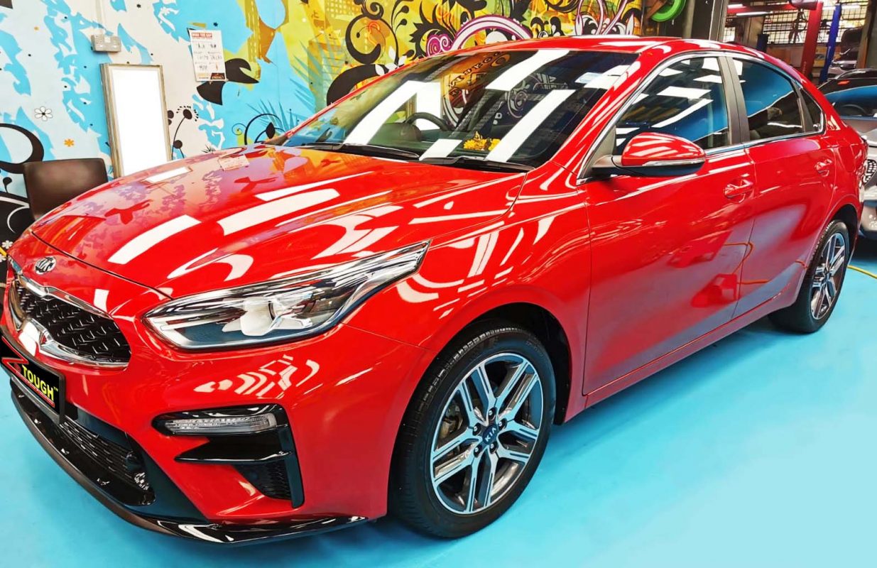 Red Kia Cerato, sealed with ZeTough Ceramic at Revol Carz.