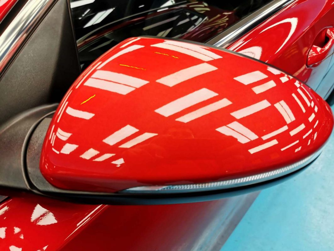 The Cerato parked in the workshop, freshly coated.
