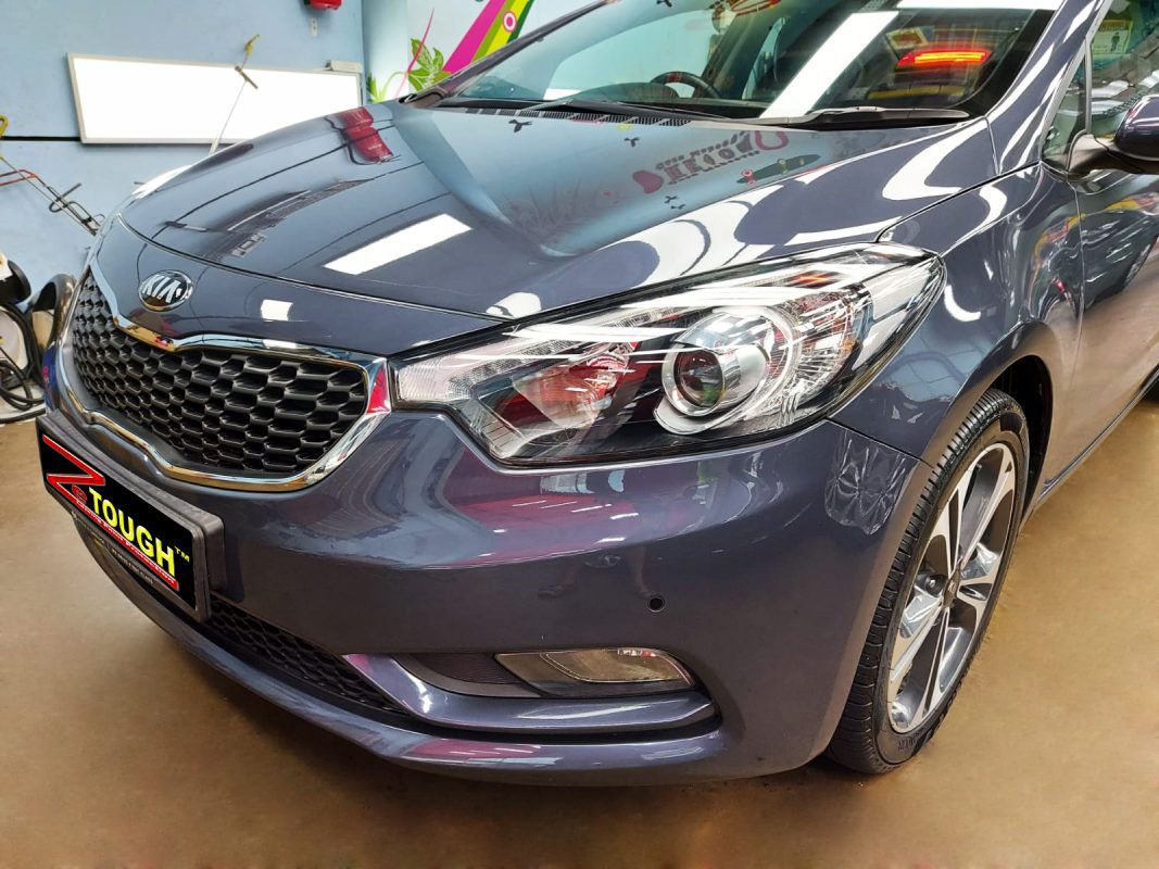 Side angle of the Kia Forte K3 after the titanium coating.