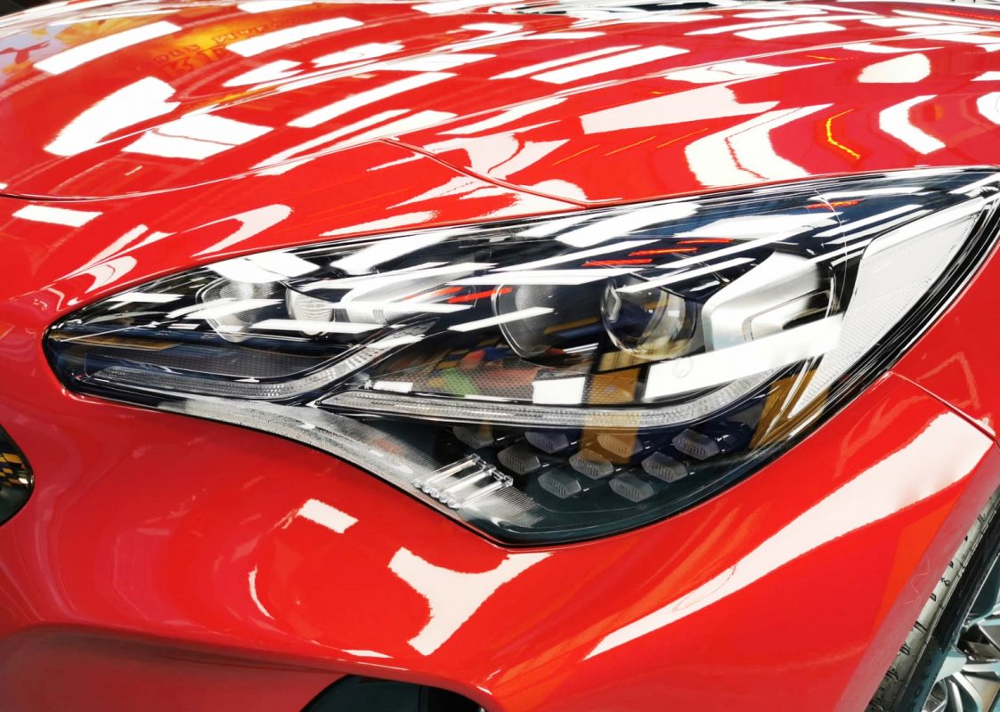 The Stinger's coated paintwork showing clean reflections.