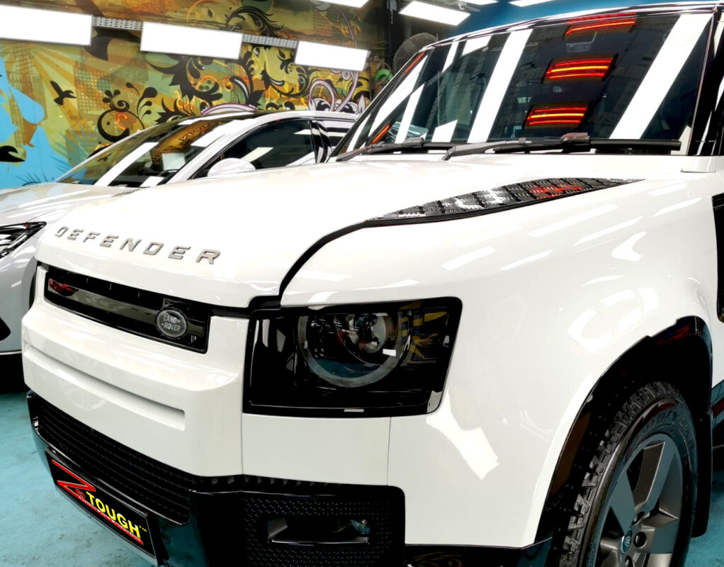 Side angle of the Land Rover Defender after the titanium coating.