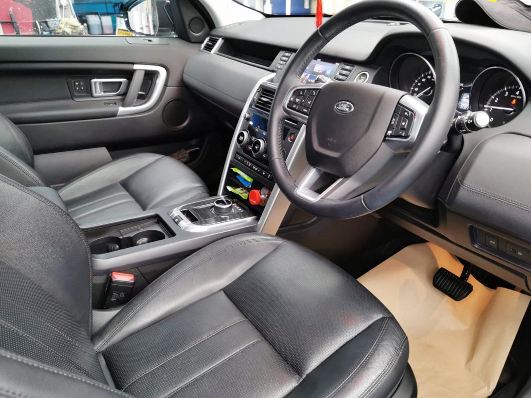 The Discovery Sport parked in the workshop, freshly coated.