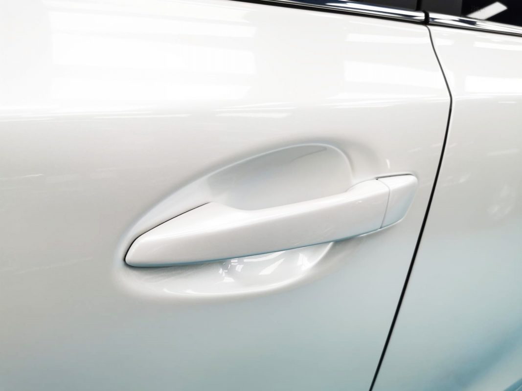 Front three-quarter view of the Lexus CT200h after coating.