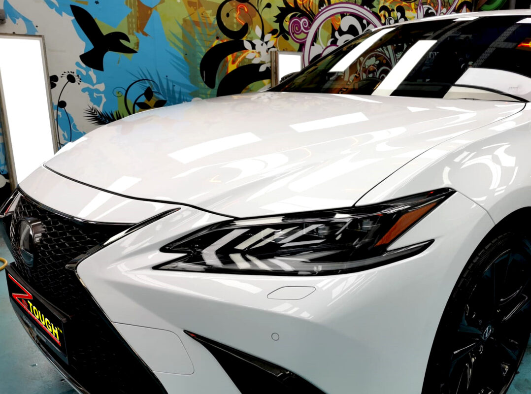 Side angle of the Lexus ES F-Sport after the ceramic coating.