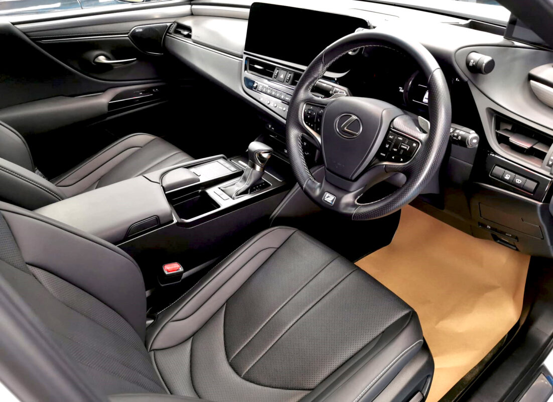 The Lexus ES F-Sport in the workshop, freshly coated.