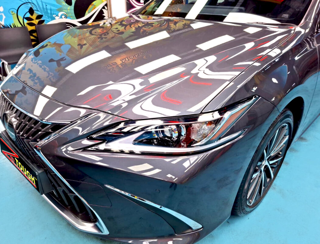 The Lexus ES300H from a side angle after the ceramic coating.