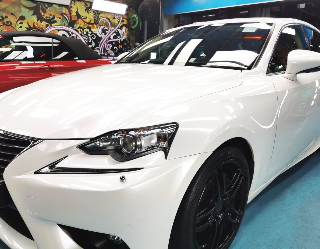 The Lexus IS200t from a side angle after the ceramic coating.
