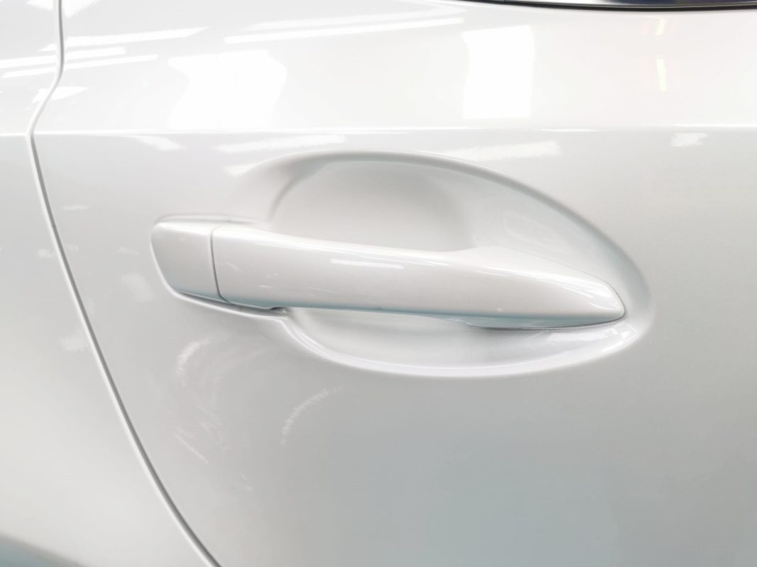Front three-quarter view of the Lexus IS200t after coating.